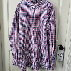 Ralph Lauren Men's Red and Blue Plaid Shirt